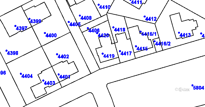 Parcela st. 4419 v KÚ Záběhlice, Katastrální mapa