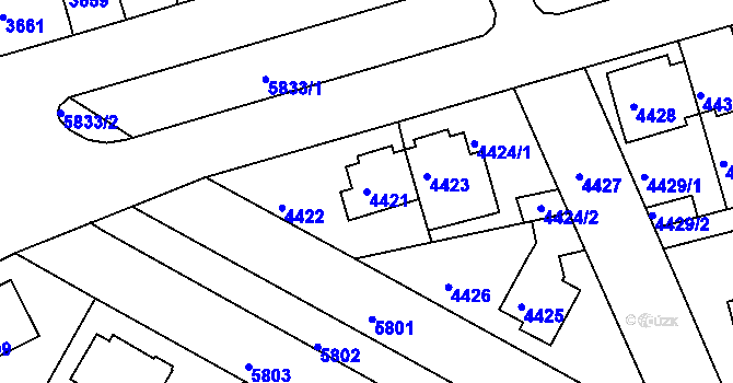 Parcela st. 4421 v KÚ Záběhlice, Katastrální mapa