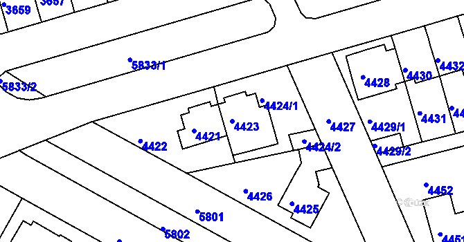 Parcela st. 4423 v KÚ Záběhlice, Katastrální mapa