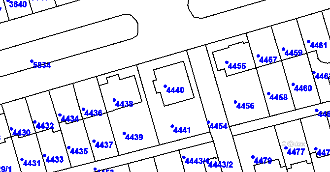 Parcela st. 4440 v KÚ Záběhlice, Katastrální mapa