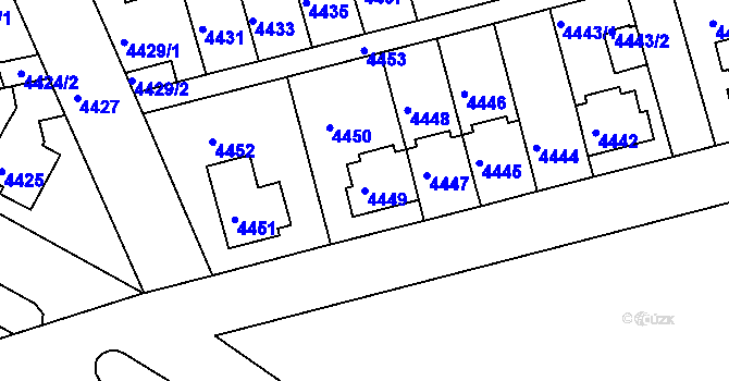 Parcela st. 4449 v KÚ Záběhlice, Katastrální mapa