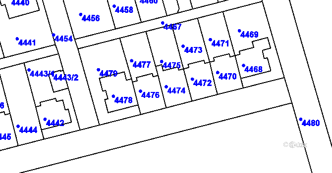 Parcela st. 4474 v KÚ Záběhlice, Katastrální mapa
