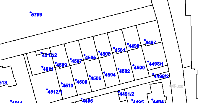 Parcela st. 4503 v KÚ Záběhlice, Katastrální mapa