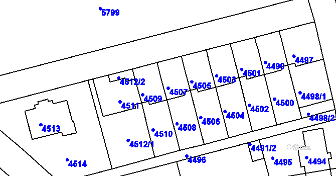 Parcela st. 4507 v KÚ Záběhlice, Katastrální mapa