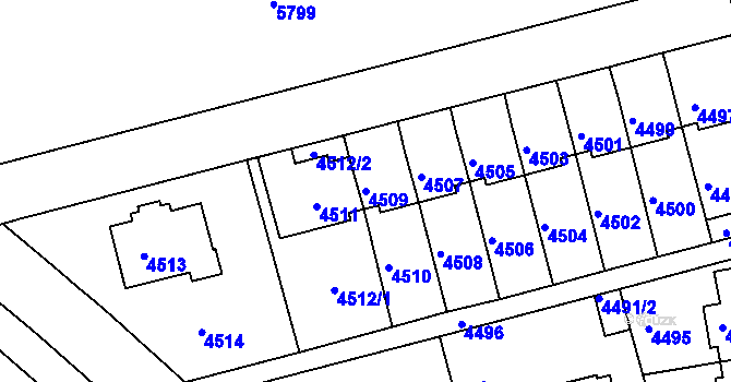 Parcela st. 4509 v KÚ Záběhlice, Katastrální mapa