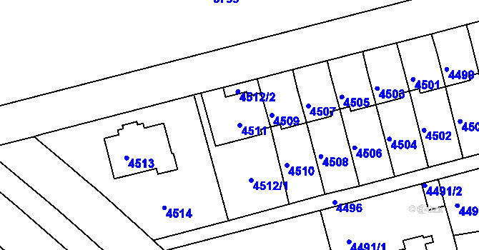 Parcela st. 4511 v KÚ Záběhlice, Katastrální mapa