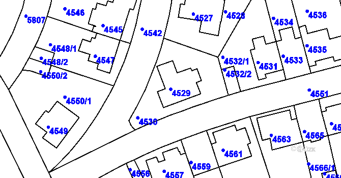 Parcela st. 4529 v KÚ Záběhlice, Katastrální mapa