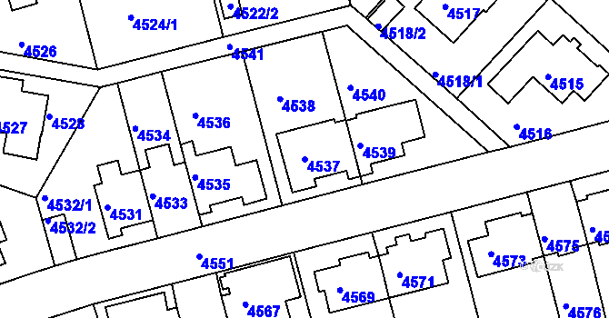 Parcela st. 4537 v KÚ Záběhlice, Katastrální mapa