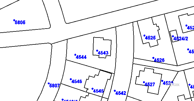 Parcela st. 4543 v KÚ Záběhlice, Katastrální mapa