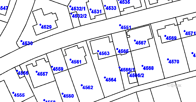 Parcela st. 4563 v KÚ Záběhlice, Katastrální mapa