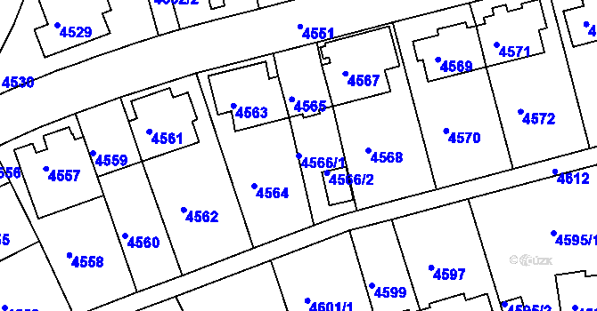 Parcela st. 4566/1 v KÚ Záběhlice, Katastrální mapa
