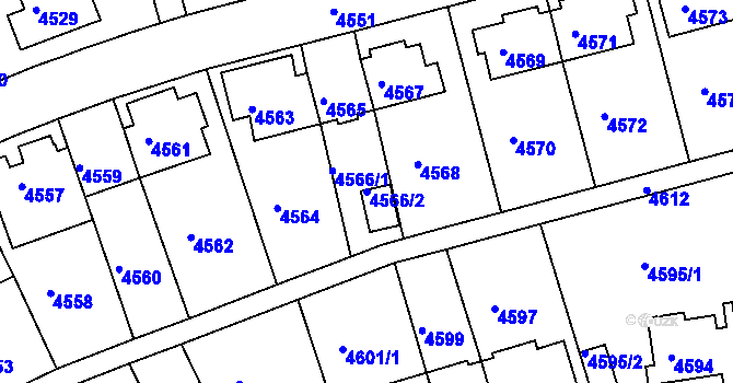 Parcela st. 4566/2 v KÚ Záběhlice, Katastrální mapa