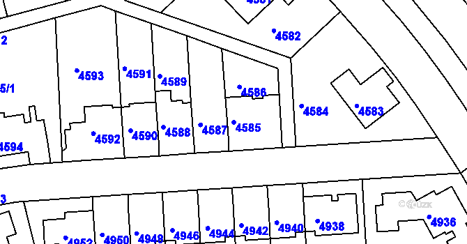 Parcela st. 4585 v KÚ Záběhlice, Katastrální mapa