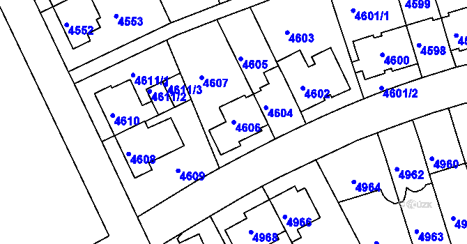 Parcela st. 4606 v KÚ Záběhlice, Katastrální mapa
