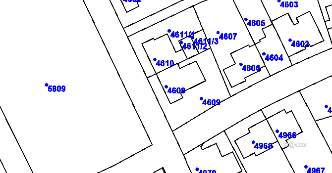 Parcela st. 4608 v KÚ Záběhlice, Katastrální mapa