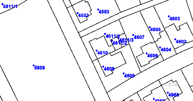 Parcela st. 4610 v KÚ Záběhlice, Katastrální mapa