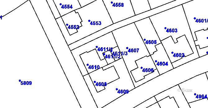 Parcela st. 4611/2 v KÚ Záběhlice, Katastrální mapa