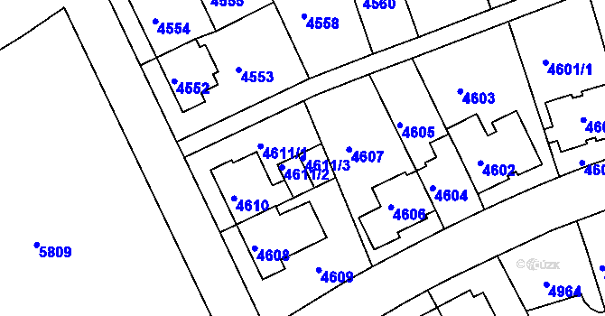 Parcela st. 4611/3 v KÚ Záběhlice, Katastrální mapa