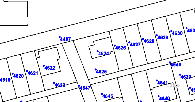 Parcela st. 4624 v KÚ Záběhlice, Katastrální mapa