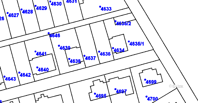 Parcela st. 4636 v KÚ Záběhlice, Katastrální mapa