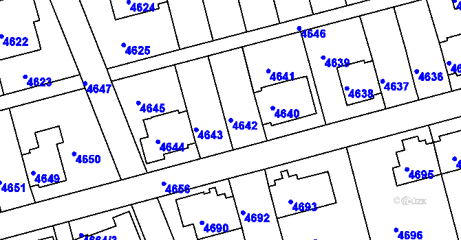 Parcela st. 4642 v KÚ Záběhlice, Katastrální mapa