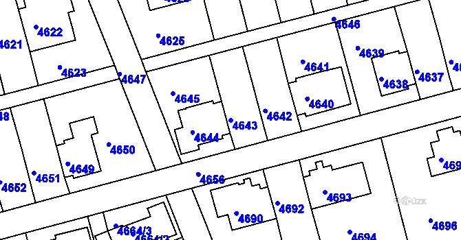 Parcela st. 4643 v KÚ Záběhlice, Katastrální mapa