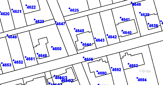 Parcela st. 4644 v KÚ Záběhlice, Katastrální mapa