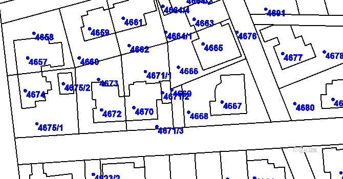 Parcela st. 4669 v KÚ Záběhlice, Katastrální mapa