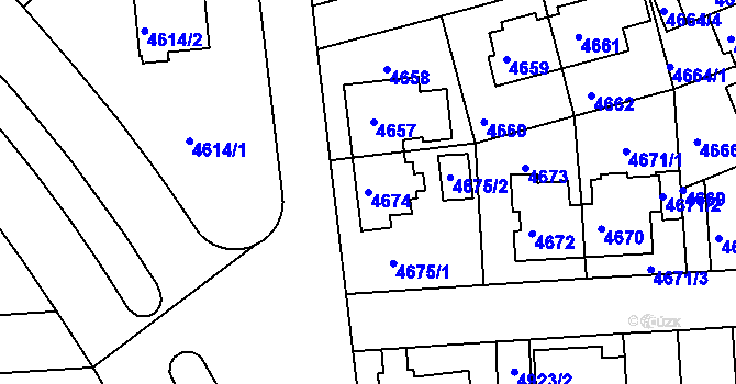 Parcela st. 4674 v KÚ Záběhlice, Katastrální mapa
