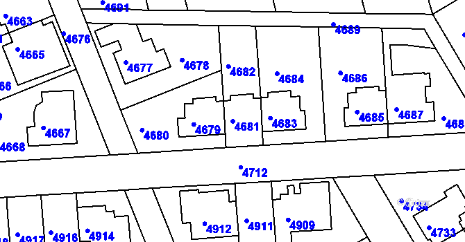 Parcela st. 4681 v KÚ Záběhlice, Katastrální mapa