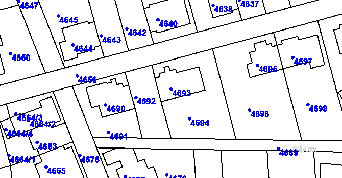Parcela st. 4693 v KÚ Záběhlice, Katastrální mapa