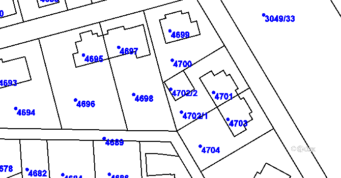 Parcela st. 4702/2 v KÚ Záběhlice, Katastrální mapa