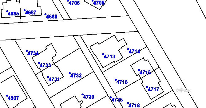 Parcela st. 4713 v KÚ Záběhlice, Katastrální mapa
