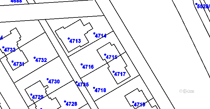 Parcela st. 4715 v KÚ Záběhlice, Katastrální mapa