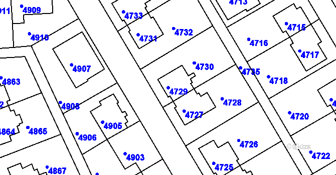 Parcela st. 4729 v KÚ Záběhlice, Katastrální mapa