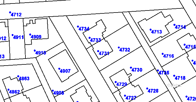 Parcela st. 4731 v KÚ Záběhlice, Katastrální mapa