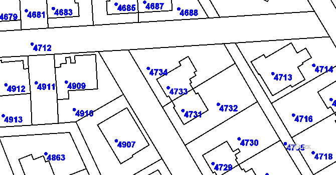 Parcela st. 4733 v KÚ Záběhlice, Katastrální mapa