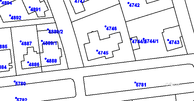 Parcela st. 4745 v KÚ Záběhlice, Katastrální mapa