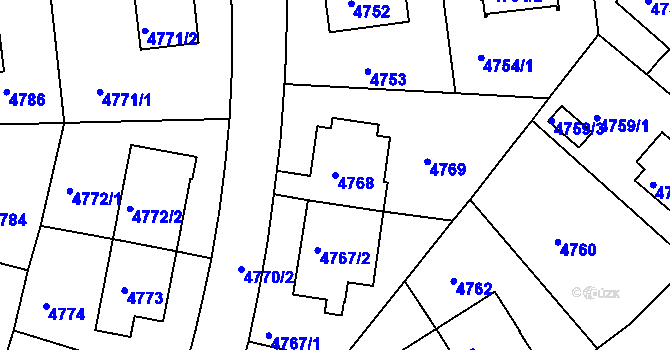 Parcela st. 4768 v KÚ Záběhlice, Katastrální mapa