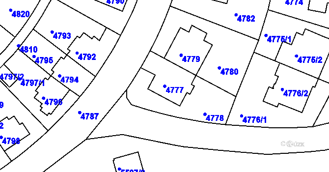 Parcela st. 4777 v KÚ Záběhlice, Katastrální mapa