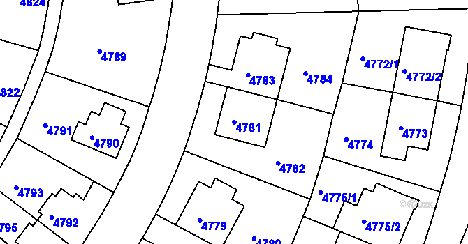 Parcela st. 4781 v KÚ Záběhlice, Katastrální mapa