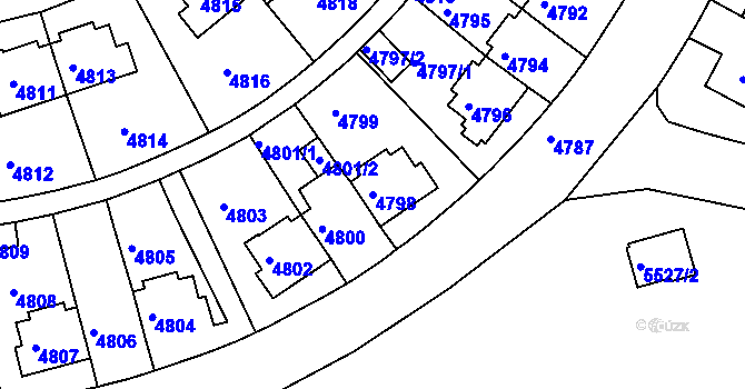 Parcela st. 4798 v KÚ Záběhlice, Katastrální mapa