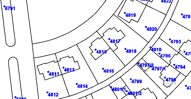 Parcela st. 4815 v KÚ Záběhlice, Katastrální mapa