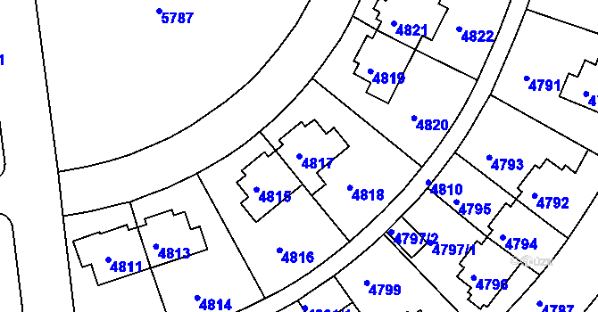 Parcela st. 4817 v KÚ Záběhlice, Katastrální mapa