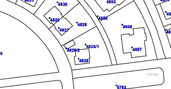 Parcela st. 4826/1 v KÚ Záběhlice, Katastrální mapa