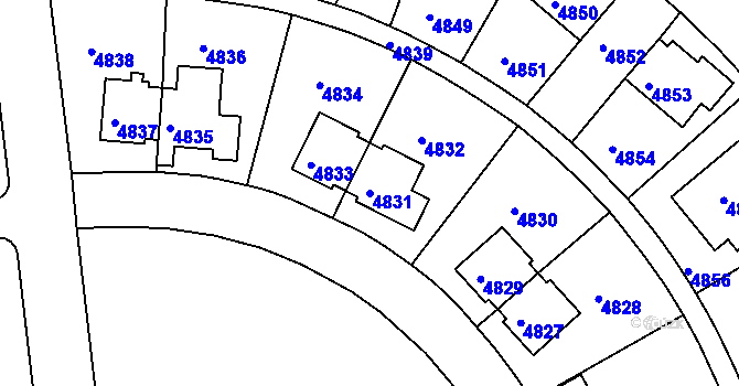 Parcela st. 4831 v KÚ Záběhlice, Katastrální mapa