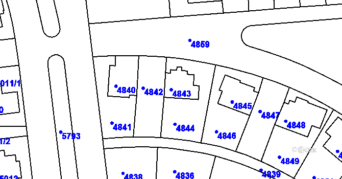 Parcela st. 4843 v KÚ Záběhlice, Katastrální mapa