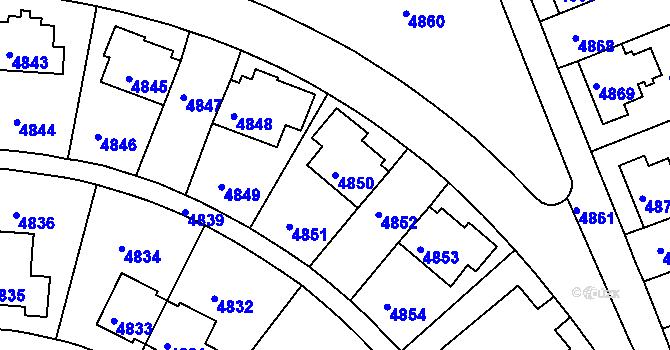 Parcela st. 4850 v KÚ Záběhlice, Katastrální mapa