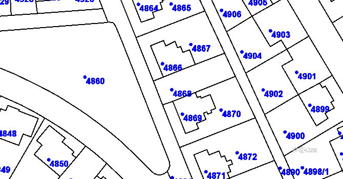 Parcela st. 4868 v KÚ Záběhlice, Katastrální mapa