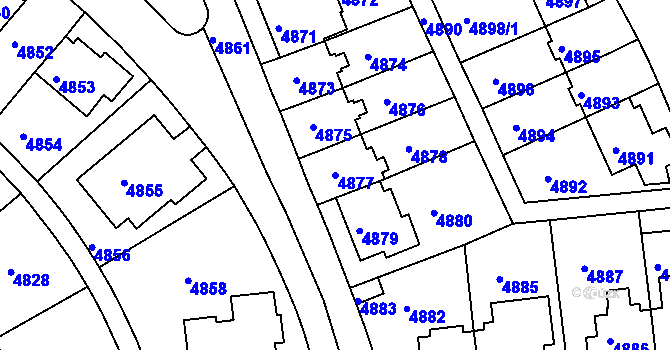 Parcela st. 4877 v KÚ Záběhlice, Katastrální mapa